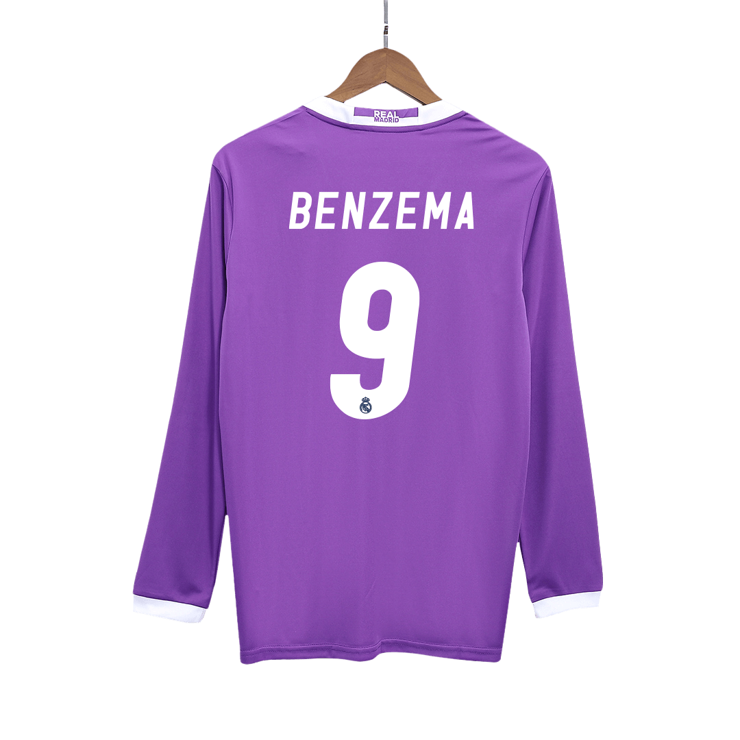 Maillot extérieur rétro BENZEMA #9 du Real Madrid 2016/17 - Manches longues