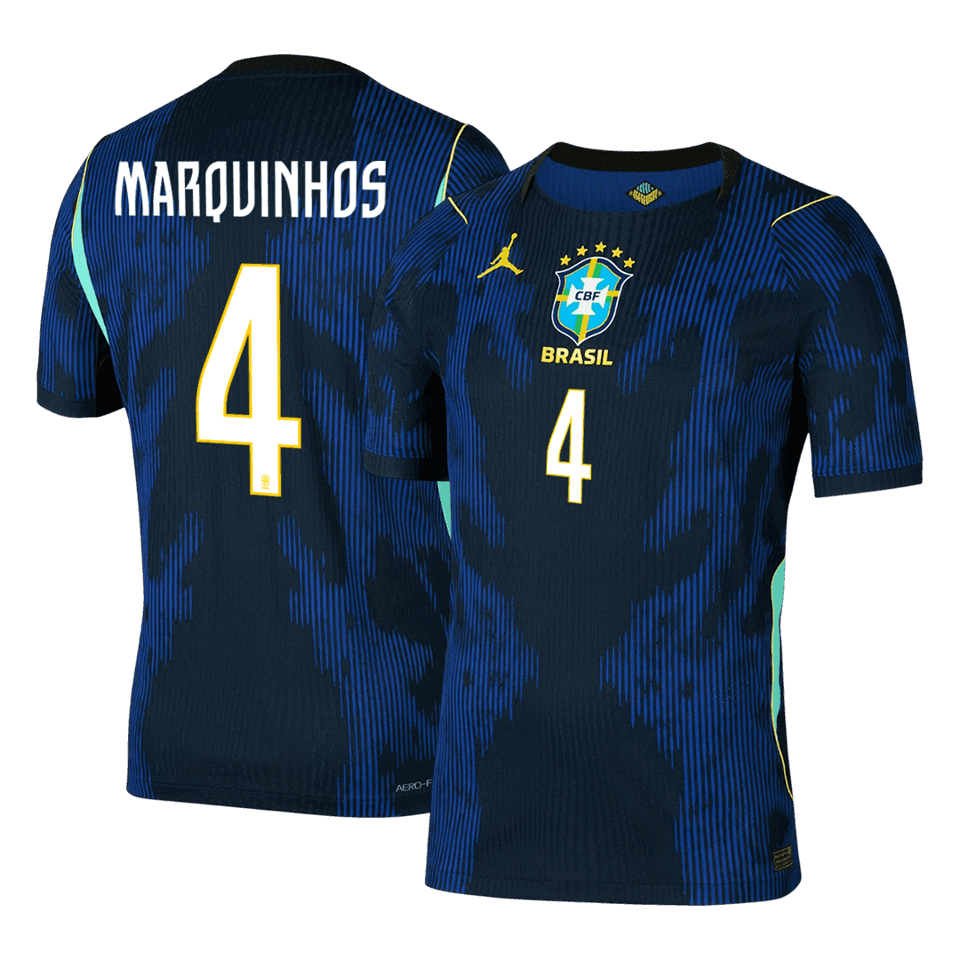 MARQUINHOS #4 Player Version Brazil Away Soccer Jersey World Cup 2026 Navy