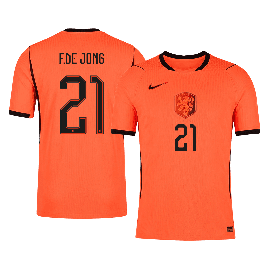 F.DE JONG #21 Player Version Netherlands Home Soccer Jersey World Cup 2026 Orange