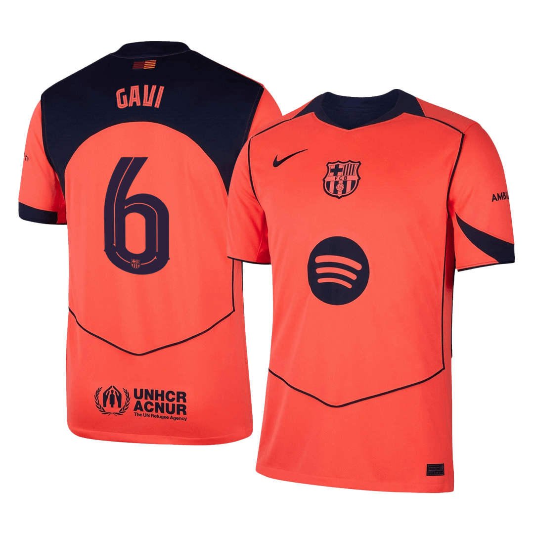 GAVI #6 Barcelona Third Away Soccer Jersey 2025/26 Orange- UCL