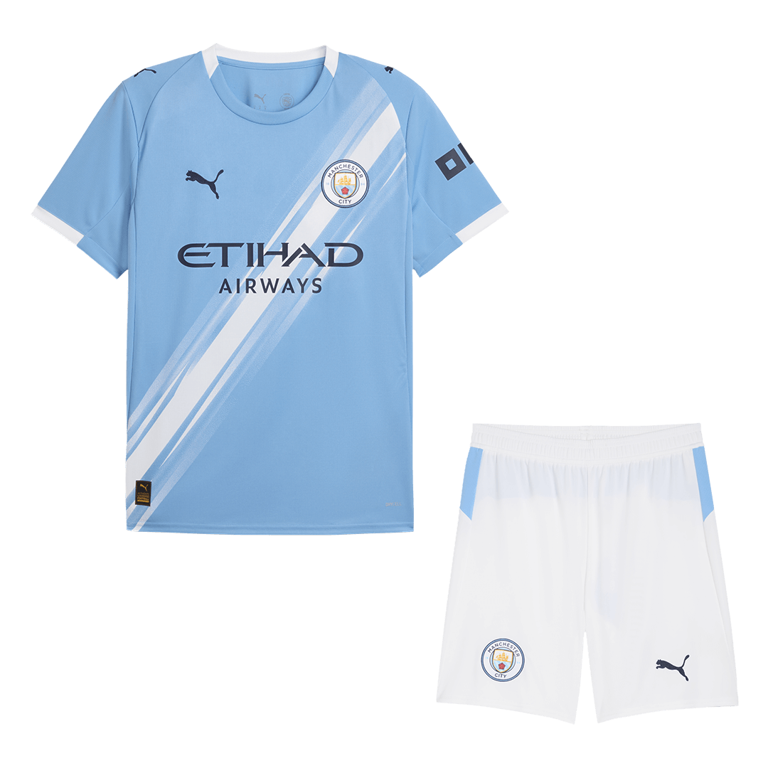 Manchester City Home Soccer Jersey Kit(Jersey+Shorts) 2025/26 Blue
