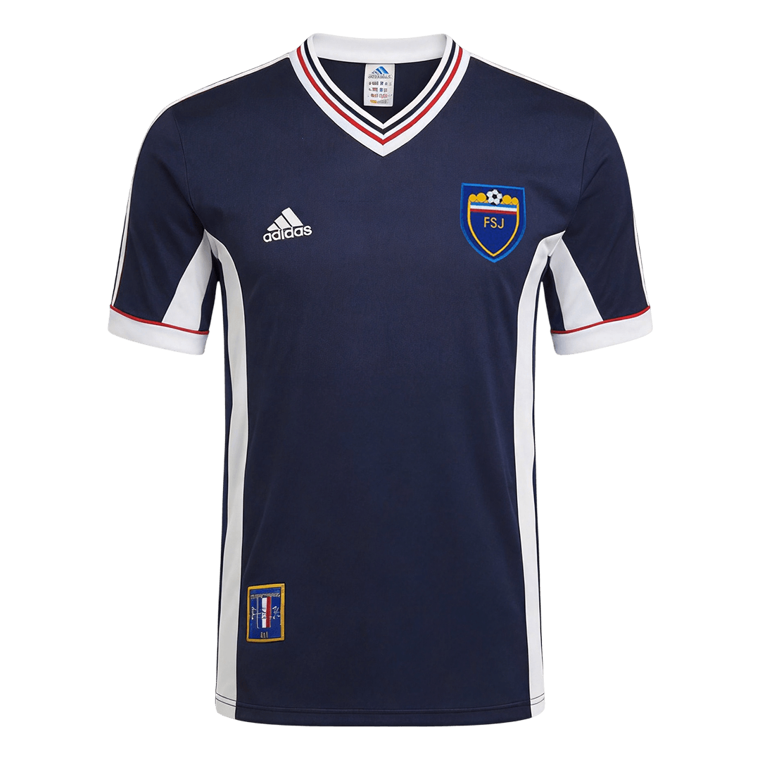 Men Retro Fan Version Yugoslavia Home Soccer Jersey World Cup 1998 Navy