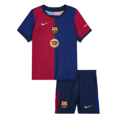 Maillot domicile Barcelone 2024/25 pour enfant (maillot + short), logo Spotify sans texte