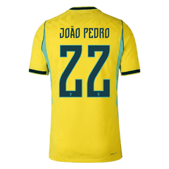 JOÃO PEDRO #22 Player Version Brazil Home Soccer Jersey World Cup 2026 Yellow