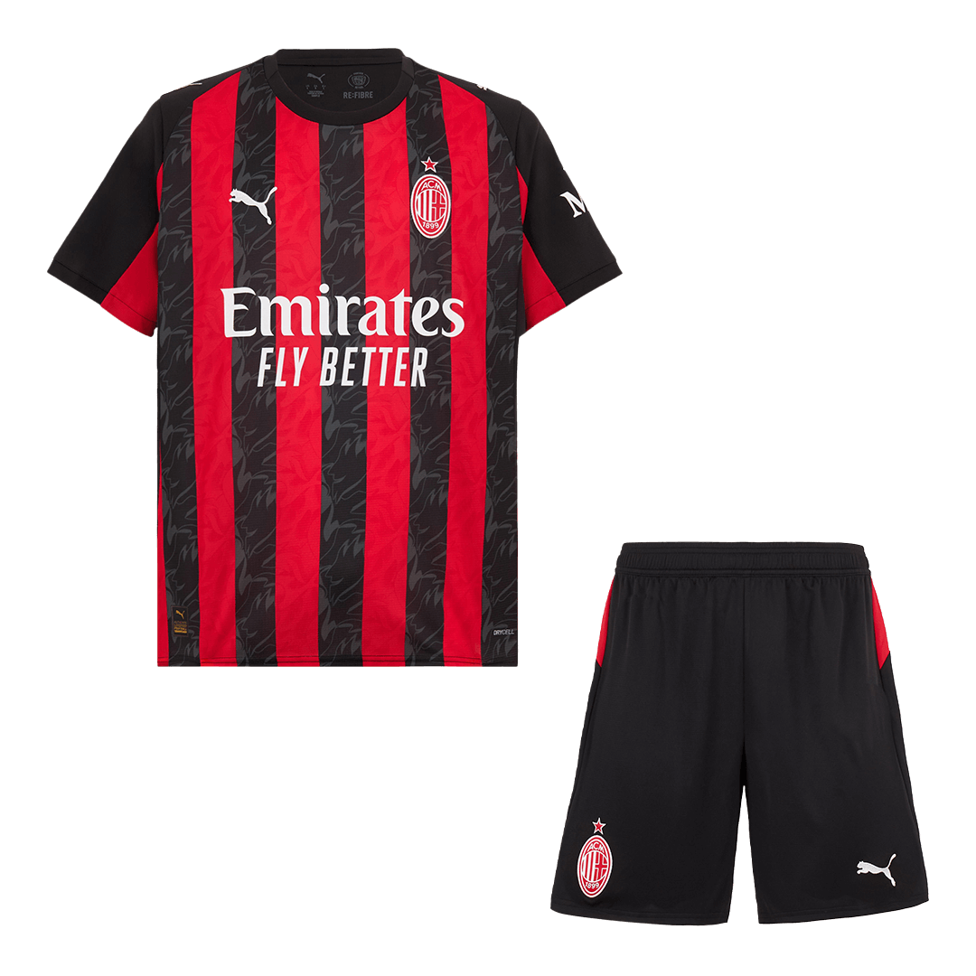 AC Milan Home Soccer Jersey Kit(Jersey+Shorts) 2025/26 Red&Black