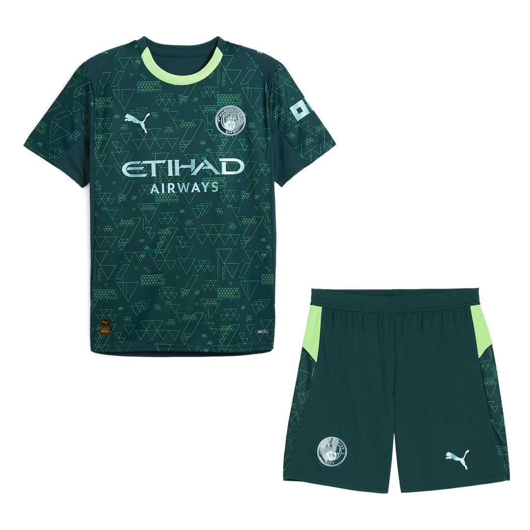 Manchester City Fourth Soccer Jersey Kit(Jersey+Shorts) 25/26 Green