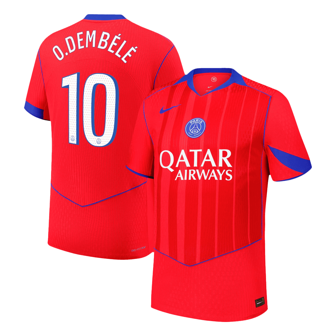 O.DEMBÉLÉ #10 Authentic PSG Third Away Soccer Jersey 25/26 Red