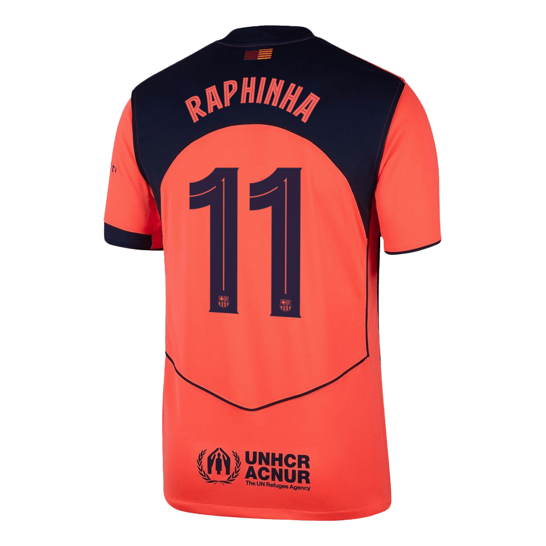 RAPHINHA #11 Barcelona Third Away Soccer Jersey 2025/26 Orange- UCL