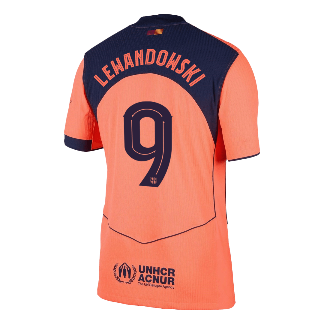 LEWANDOWSKI #9 Authentic Barcelona Third Away Soccer Jersey 25/26 Orange- UCL