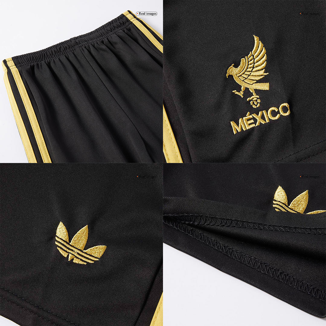 Mexiko Auswärtstrikot für Kinder (Trikot + Shorts) 2025, Schwarz – Gold Cup