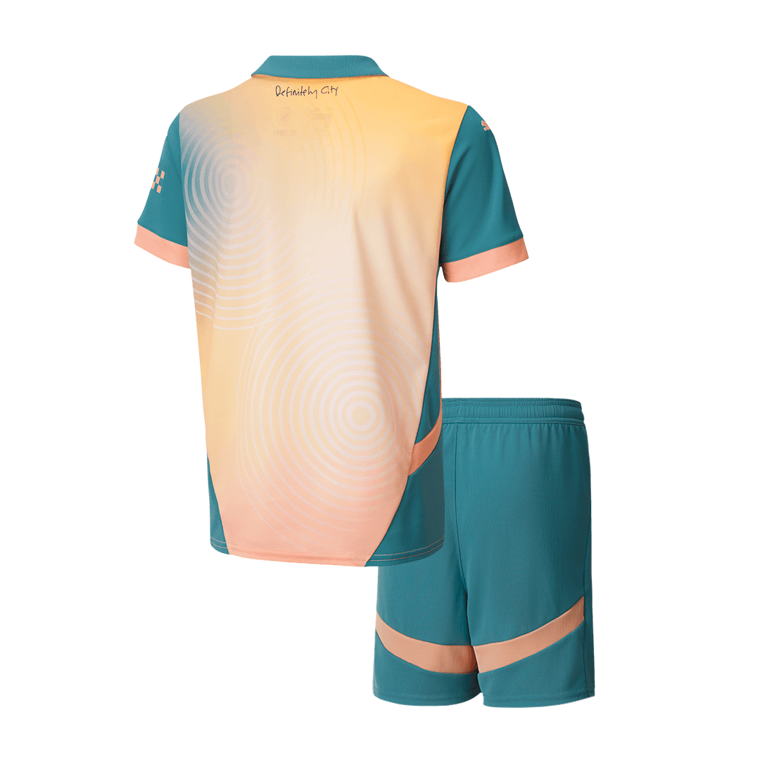 Maillot extérieur Manchester City 2024/25 pour enfant (maillot + short) - Definitely City (UCL)