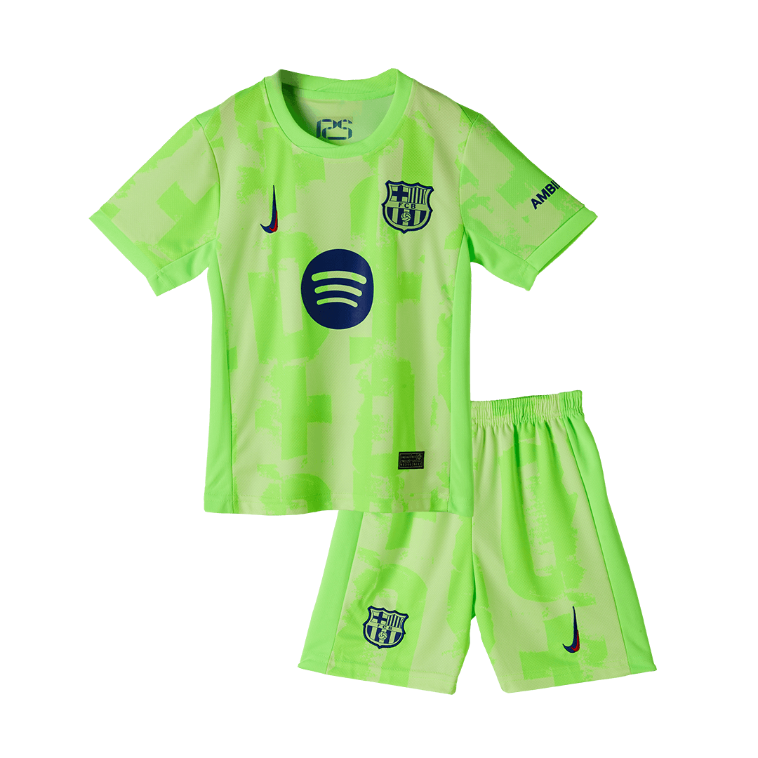 Maillot extérieur Barcelone 2024/25 pour enfant (maillot, short et chaussettes) - UCL (logo Spotify sans texte)