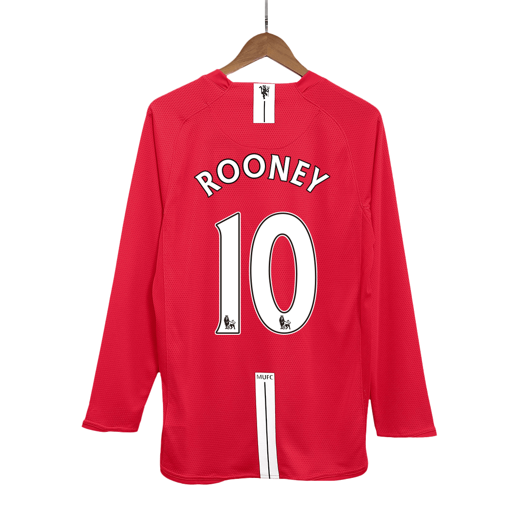 Maillot de football rétro Manchester United ROONEY #10 Domicile 2007/08 - Manches longues