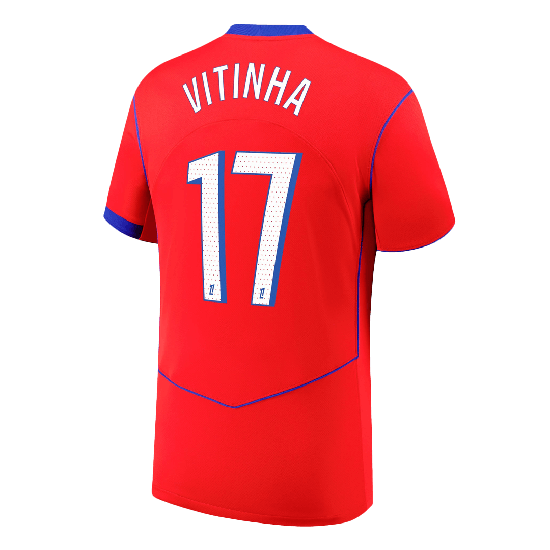 VITINHA #17 PSG Third Away Soccer Jersey 2025/26 Red