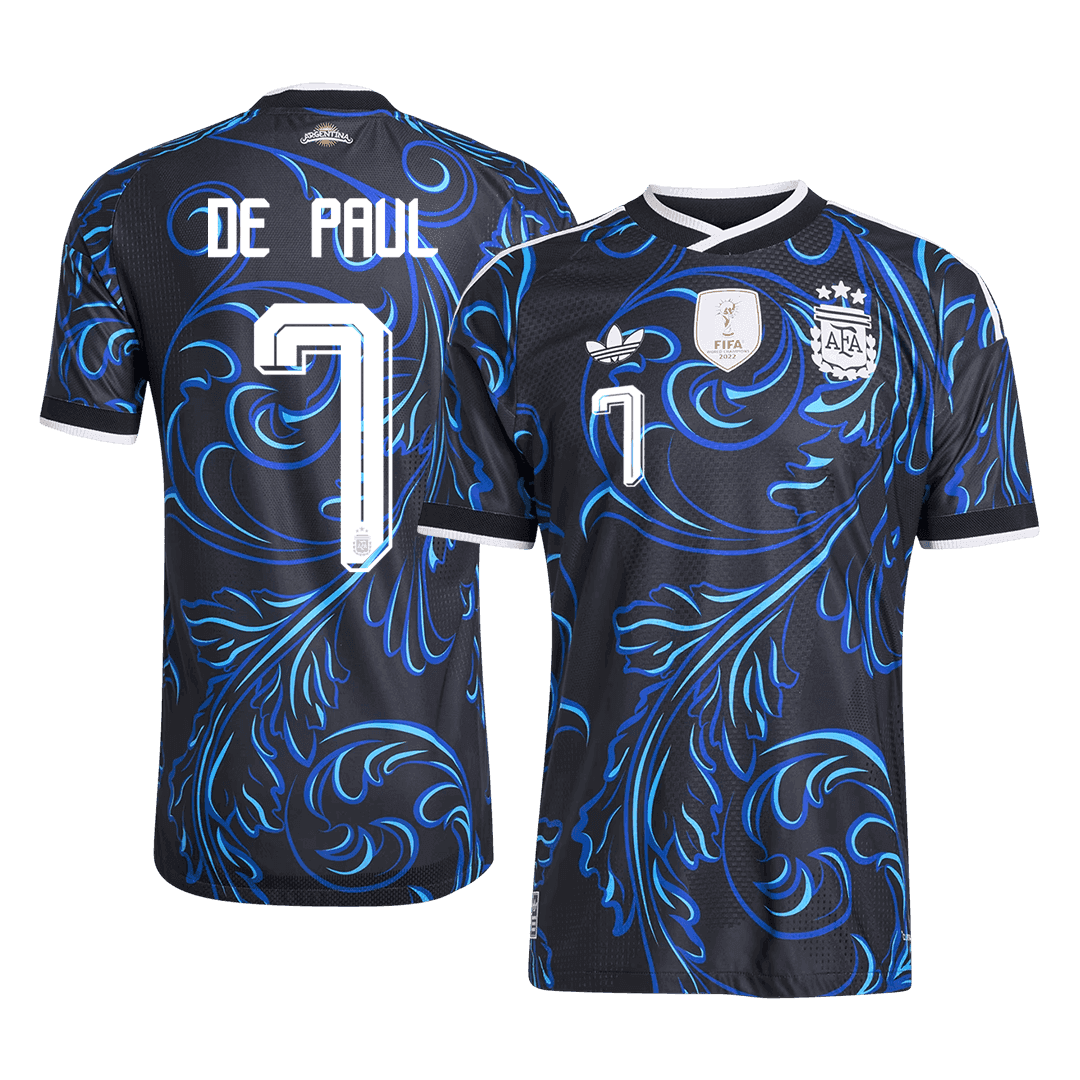 DE PAUL #7 Player Version Argentina Away Soccer Jersey World Cup 2026 Black