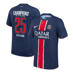 PSG CHAMPIONS #25 Home Soccer Jersey Authentic 2024/25 Navy - CHAMPIONS OF EUROPE
