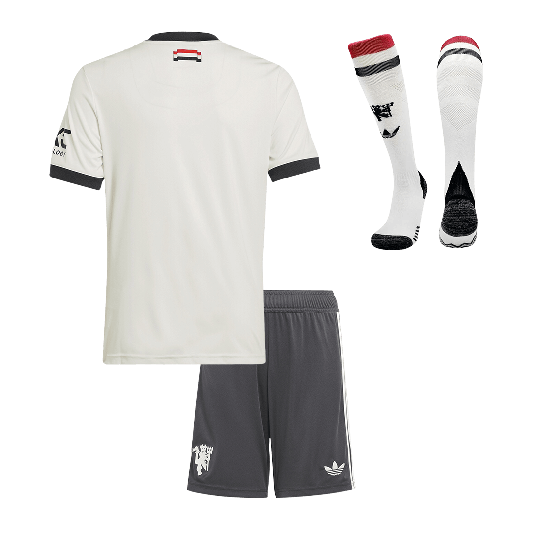 Manchester United Auswärts-Fußballtrikot-Set 2024/25 für Kinder (Trikot + Shorts + Socken)