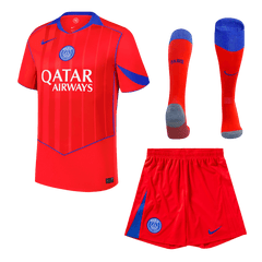 PSG Third Away Soccer Jersey Kit(Jersey+Shorts+Socks) 2025/26  Red