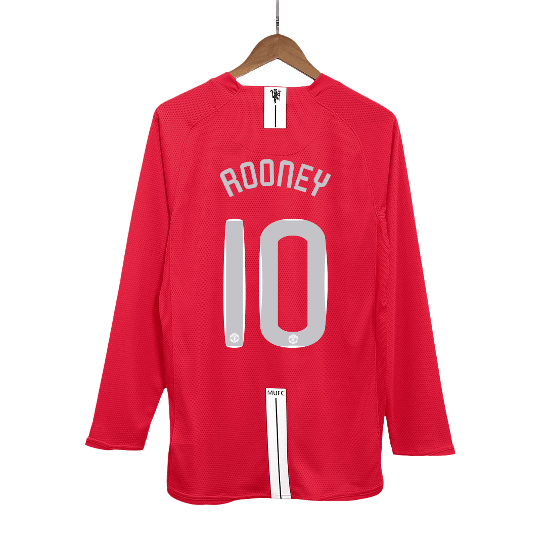 Maillot rétro Manchester United ROONEY #10 Domicile 2007/08 - Manches longues (Finale UCL)