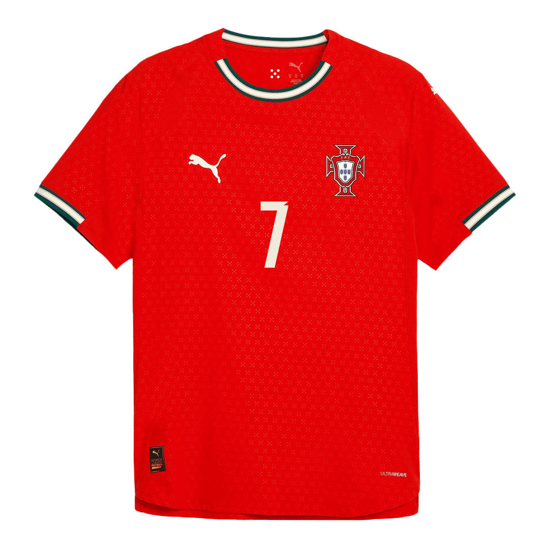 Maillot de football domicile Portugal Ronaldo #7 authentique 2025