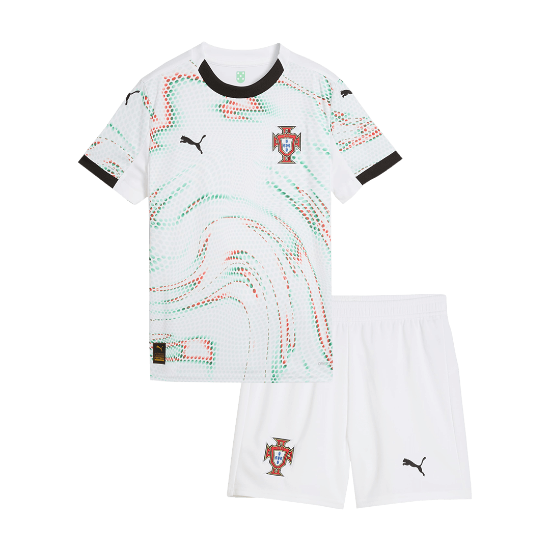 Portugal Auswärts-Fußballtrikot-Set 2025 für Kinder (Trikot + Shorts)