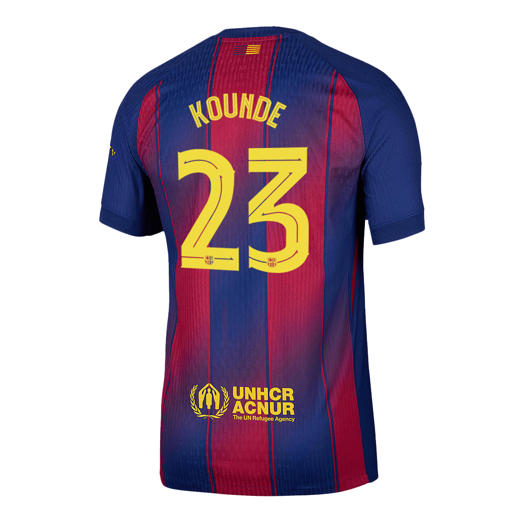 KOUNDE #23 Authentic Barcelona Home Soccer Jersey 2025/26 Red&Blue - UCL