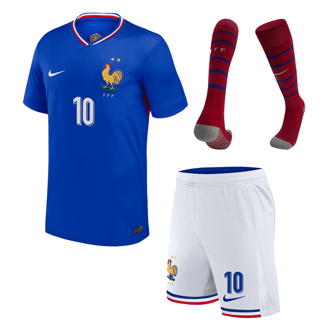 Maillot domicile France MBAPPE #10 EURO 2024 pour enfant (maillot, short, chaussettes)