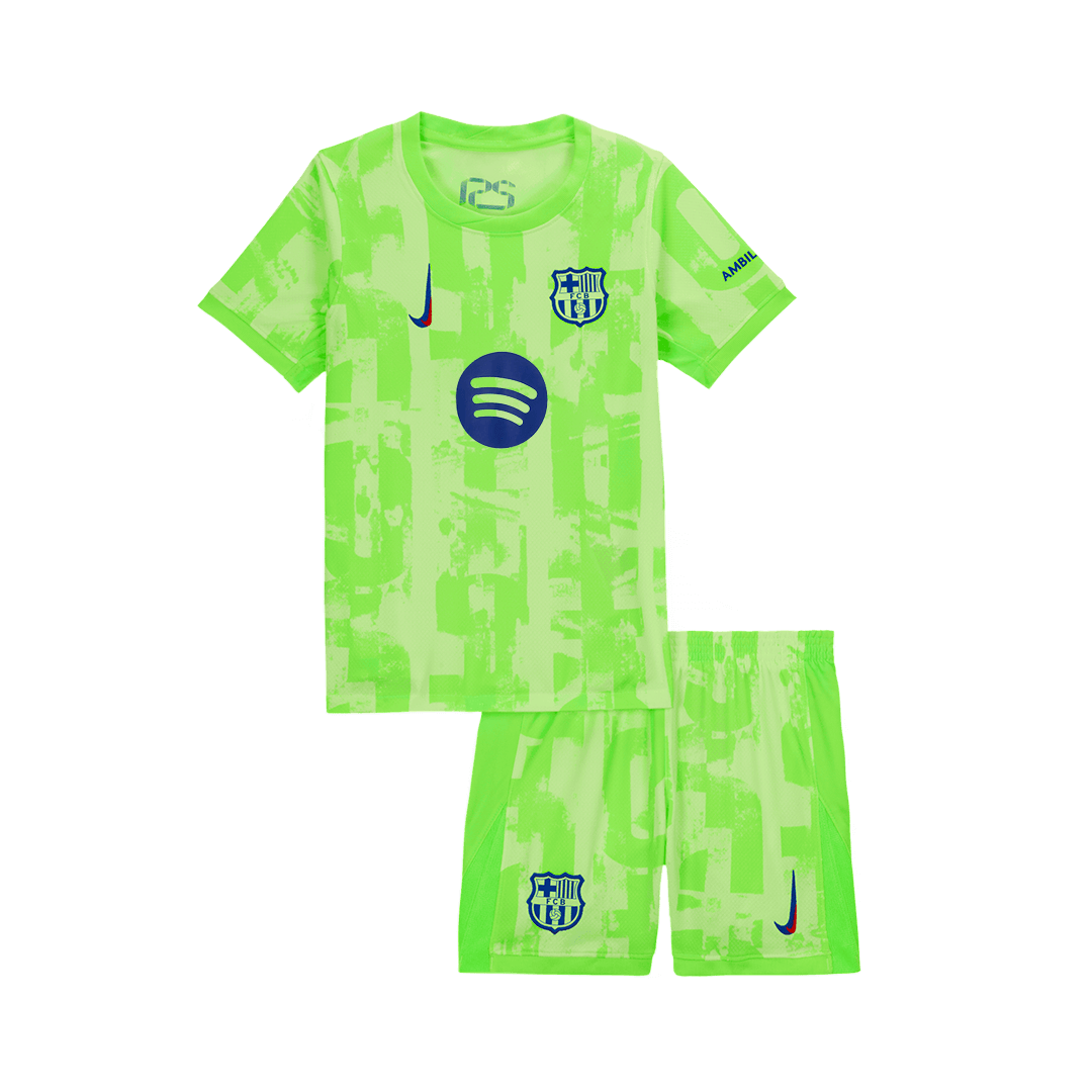 Barcelona Third Away Soccer Jersey Kit 2024/25 Kids(Jersey+Shorts) - UCL (Spotify Logo Without Text)