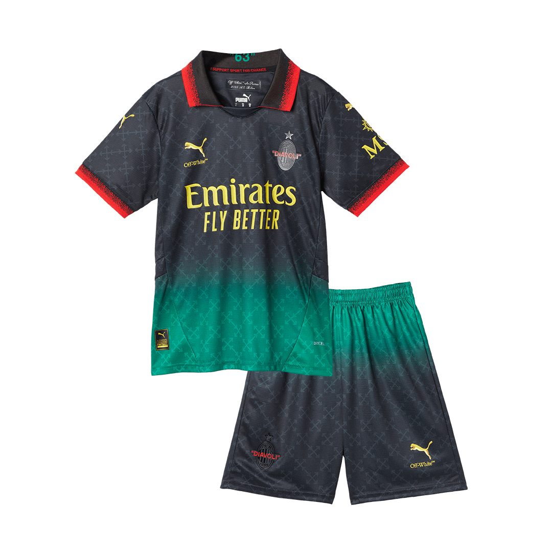 AC Mailand Viertes Auswärts-Fußballtrikot (Trikot + Shorts) 2024/25 Grün &amp; Schwarz für Kinder
