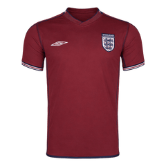 Men Retro Fan Version 2002 England Away Soccer Jersey Red