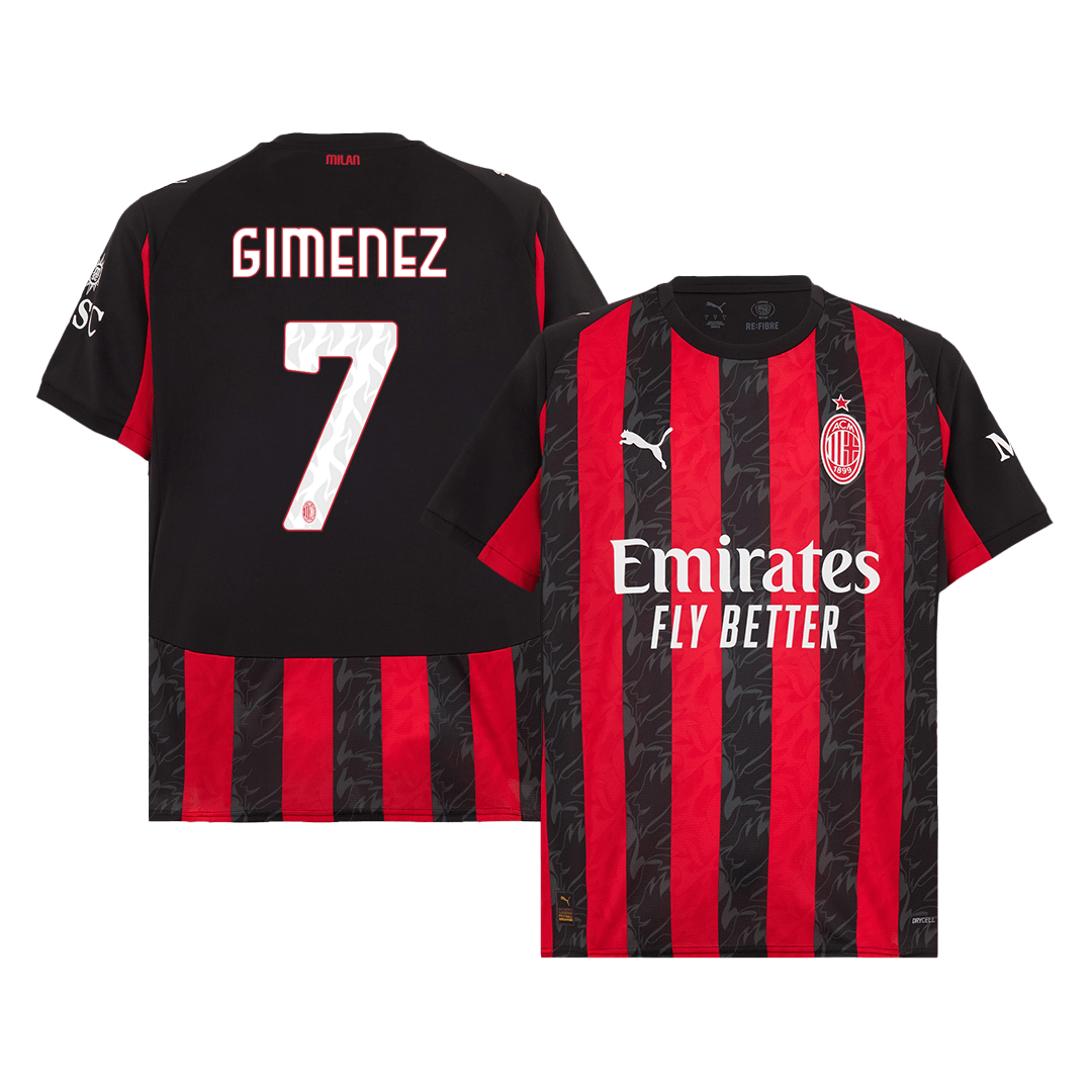 Maillot Domicile AC Milan 2025/26 GIMENEZ #7 Rouge et Noir