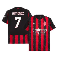 Maillot Domicile AC Milan 2025/26 GIMENEZ #7 Rouge et Noir