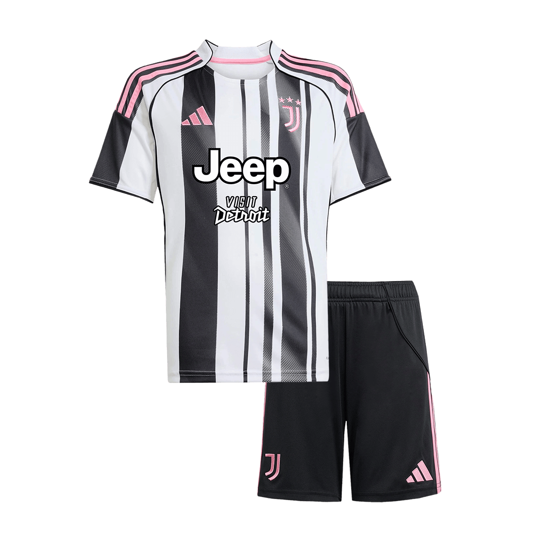 Kid's Juventus Home Soccer Jersey Kit(Jersey+Shorts) 2025/26 Black&White
