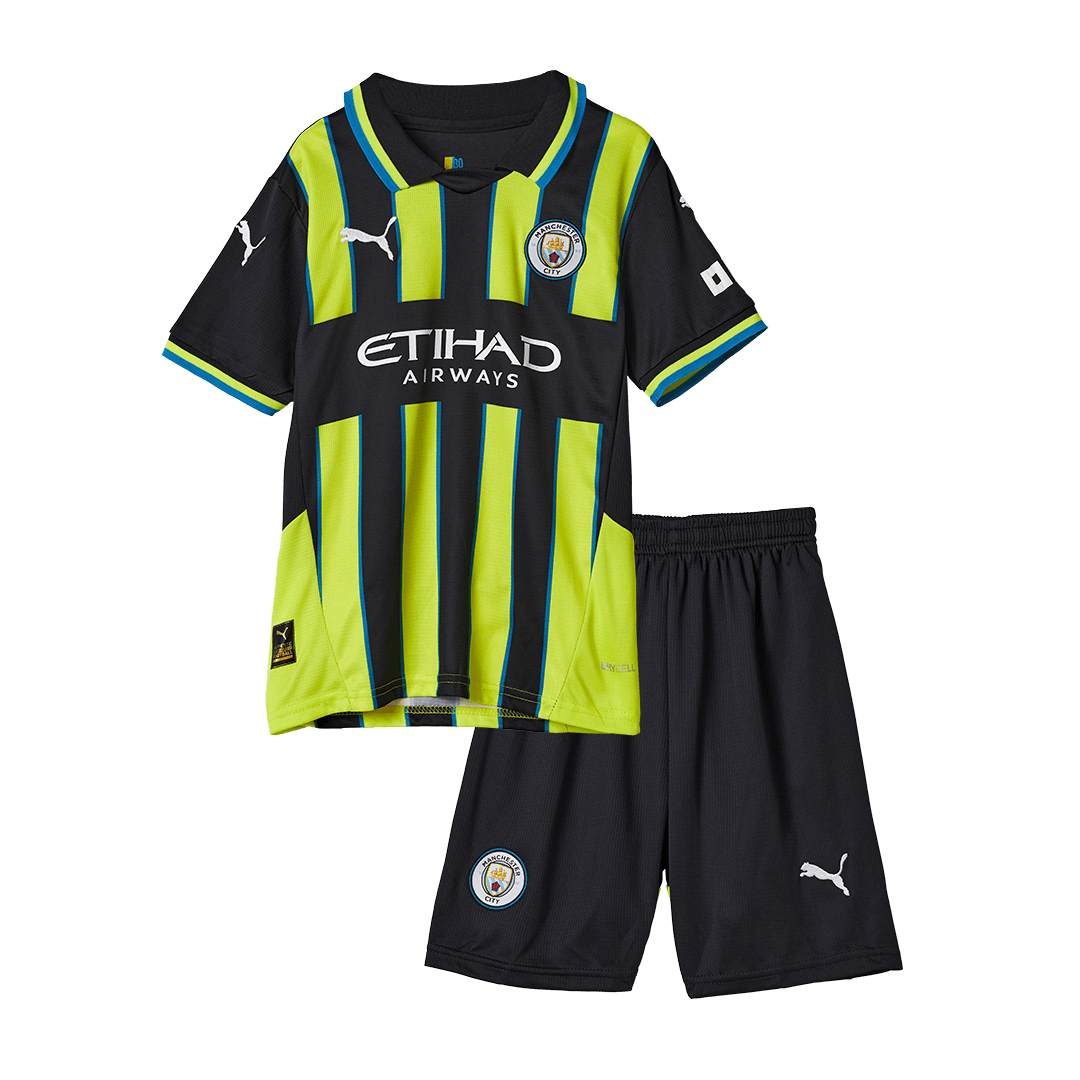 Maillot de football extérieur Manchester City 2024/25 pour enfant (maillot, short, chaussettes)