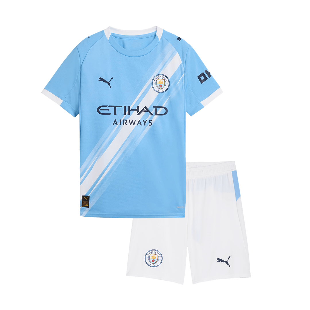 Manchester City Heim-Fußballtrikot-Set 2025/26 für Kinder (Trikot + Shorts)