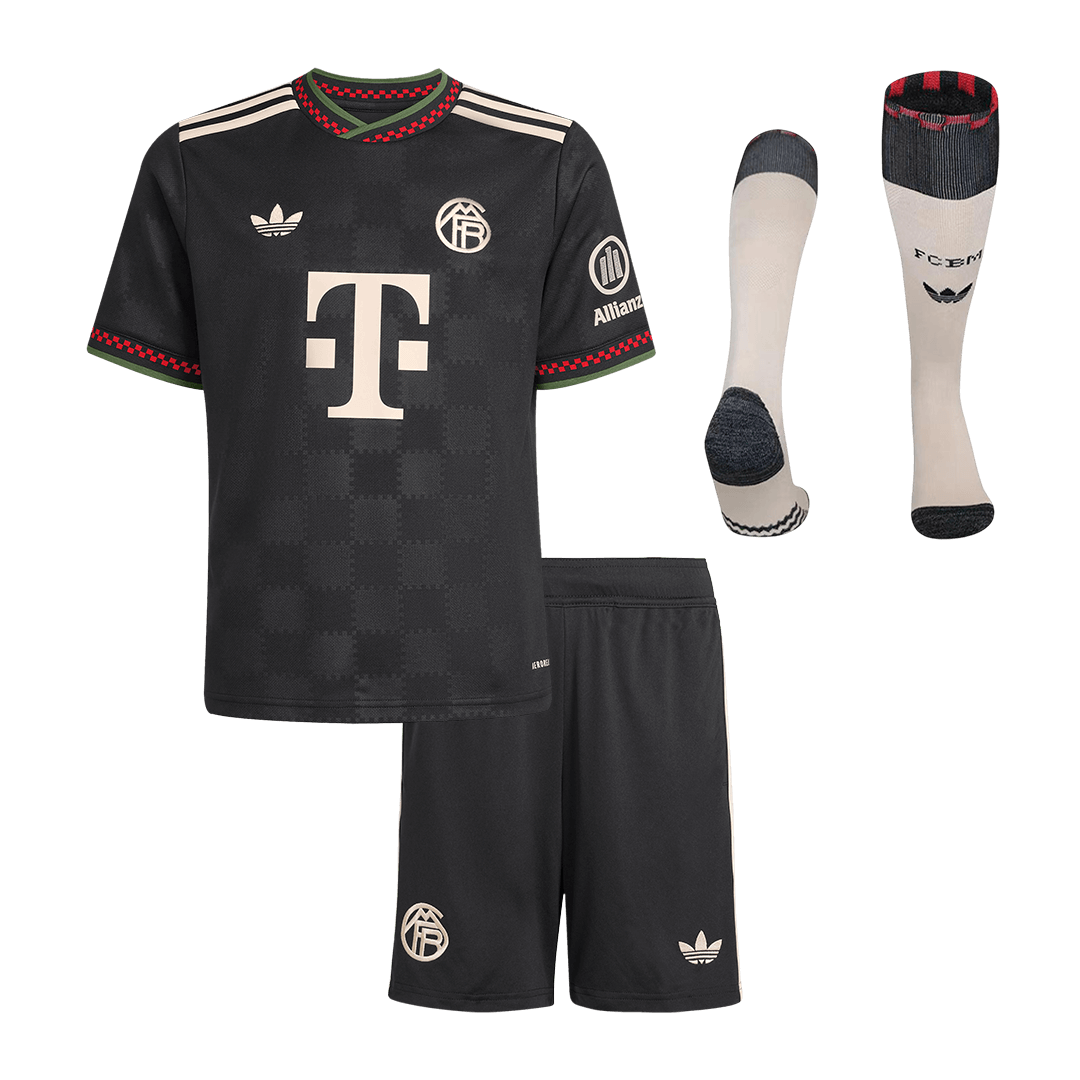 Kid's Bayern Munich Third Away Soccer Jersey Kit(Jersey+Shorts+Socks) 25/26 Black