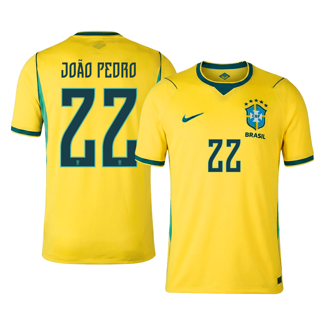 JOÃO PEDRO #22 Brazil Home Soccer Jersey World Cup 2026 Yellow