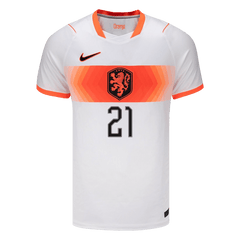 F.DE JONG #21 Netherlands Away Soccer Jersey World Cup 2026 White