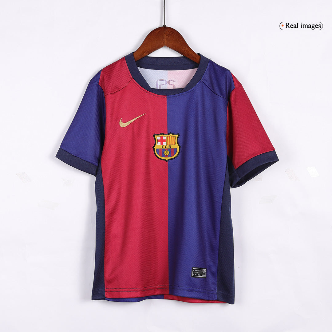 Maillot domicile Barcelone 2024/25 pour enfant (maillot + short), logo Spotify sans texte