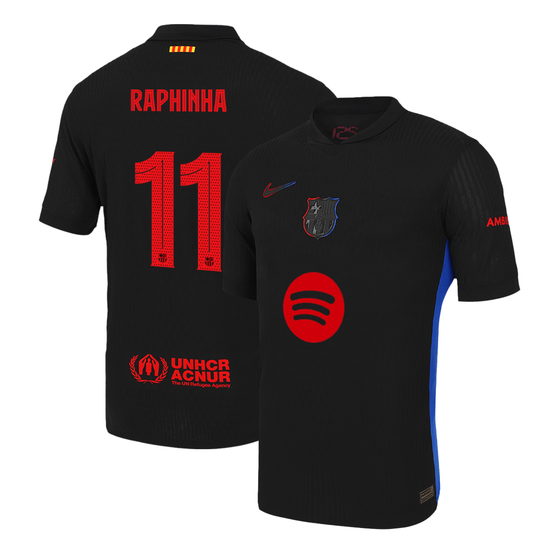 Barcelona RAPHINHA #11 Away Soccer Jersey Authentic 2024/25 - UCL Edition (Spotify Logo Without Text)
