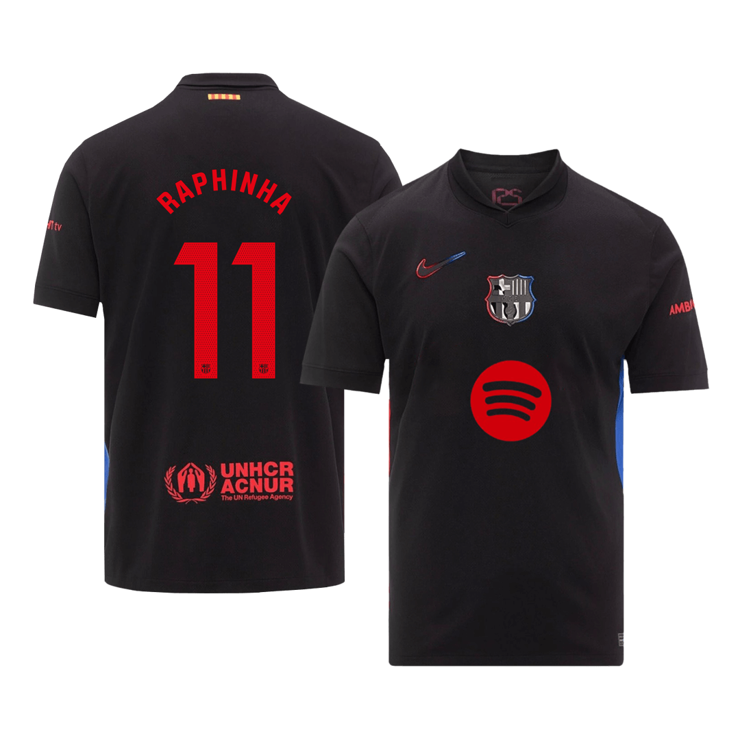 Barcelona RAPHINHA #11 Away Jersey 2024/25 -（Spotify Logo Without Text）