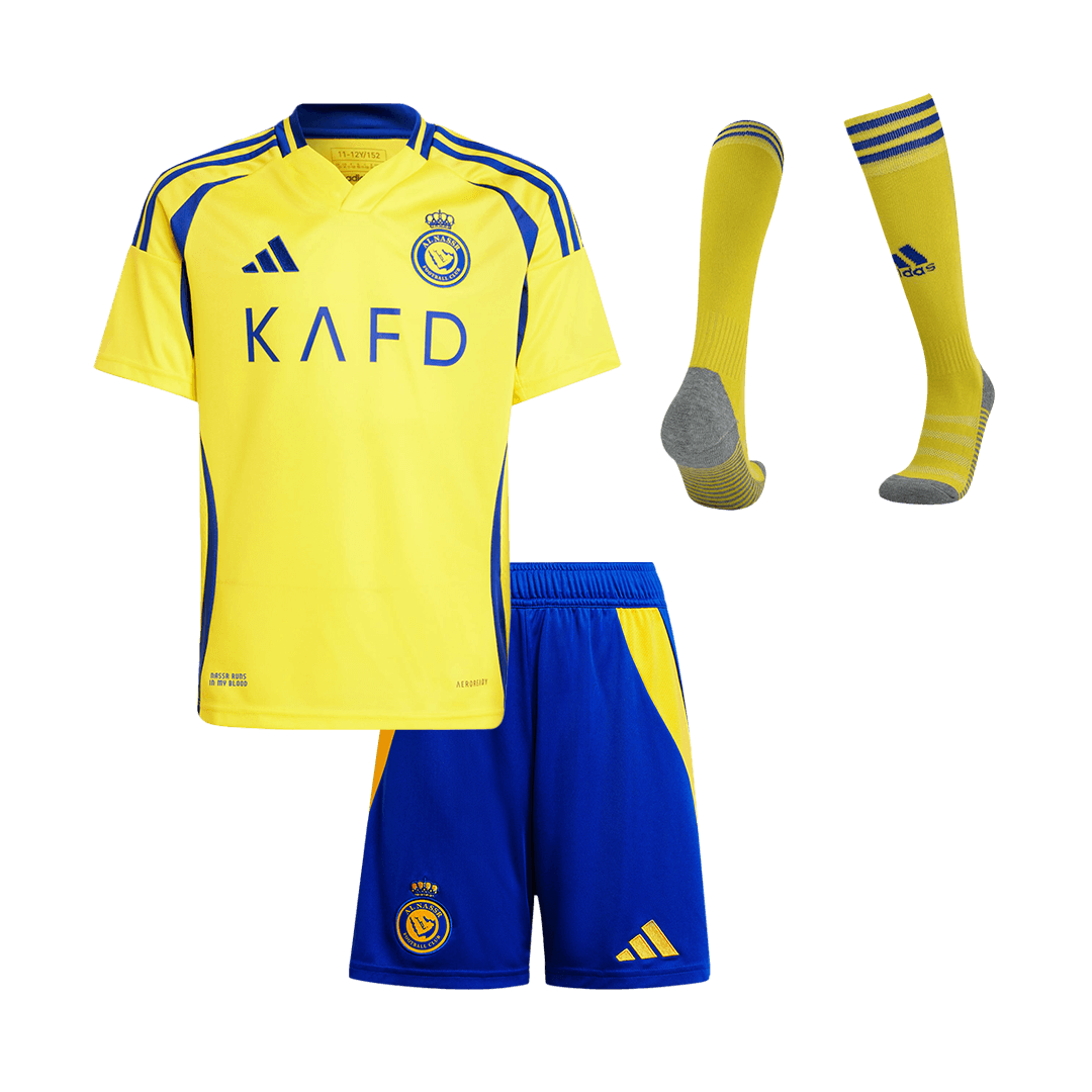 Al Nassr Home Soccer Jersey Kit 2024/25 Kids(Jersey+Shorts+Socks)