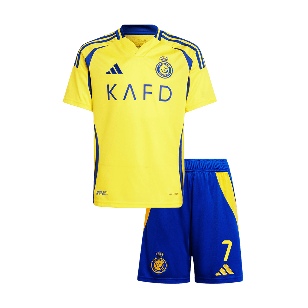Al Nassr RONALDO #7 Home Soccer Jersey Kit 2024/25 Kids(Jersey+Shorts)