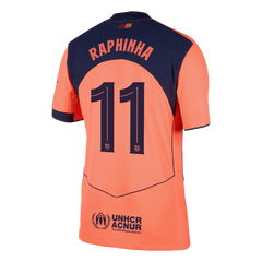 RAPHINHA #11 Authentic Barcelona Third Away Soccer Jersey 25/26 Orange- UCL