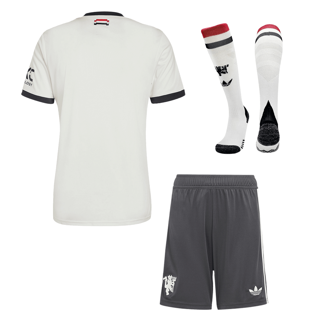 Manchester United Auswärts-Fußballtrikot 2024/25 (Trikot + Shorts + Socken)