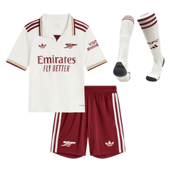 Kid's Arsenal Third Away Soccer Jersey Kit(Jersey+Shorts+Socks)  25/26 White