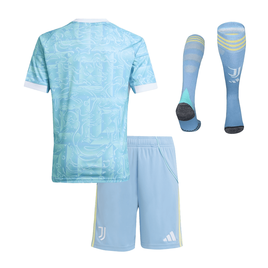 Kid's Juventus Away Soccer Jersey Kit(Jersey+Shorts+Socks)  25/26 Blue