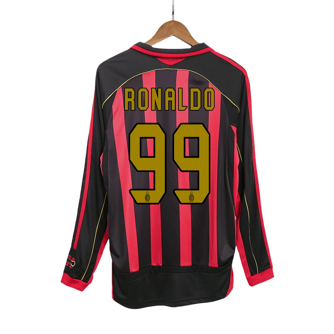 AC Mailand RONALDO #99 Langarm-Heim-Fußballtrikot Retro 2006/07