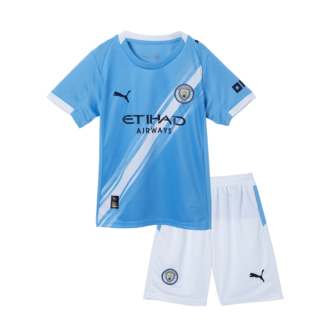 Manchester City Heim-Fußballtrikot-Set 2025/26 für Kinder (Trikot + Shorts)