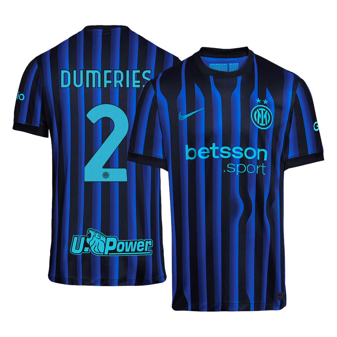 DUMFRIES #2 Inter Milan Home Soccer Jersey 2025/26 Blue&Black